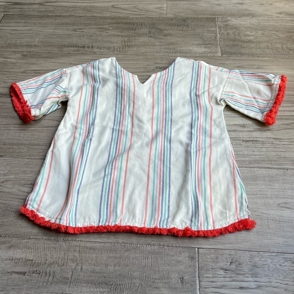 NWT Gymboree Girls Tunic 100% Cotton Fringe Flannel Feel Striped V Neck SZ 7/8